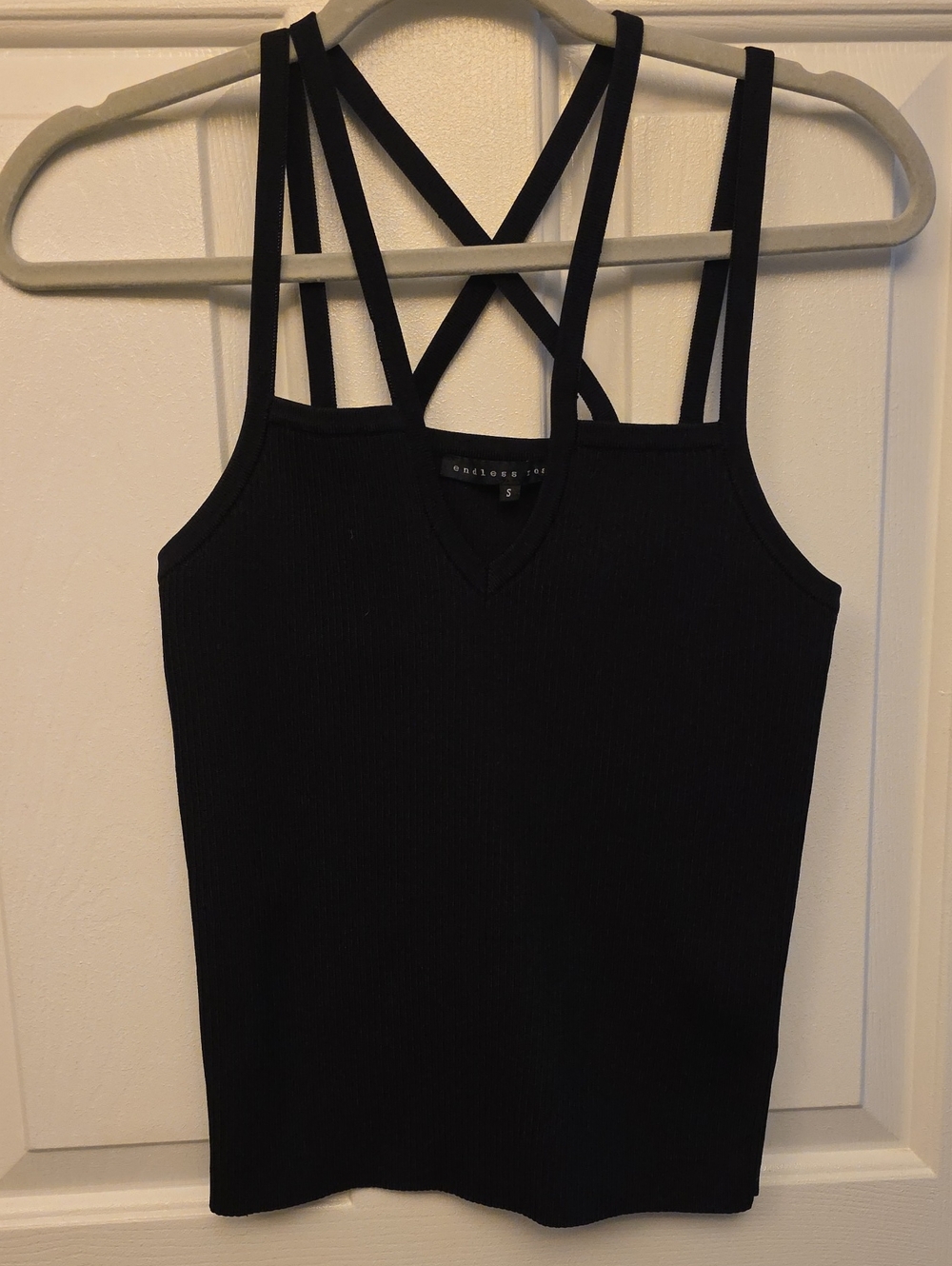 Endless Rose Black Strappy Ribbed Camisole